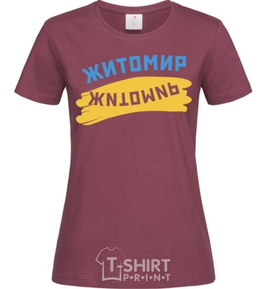 Women's T-shirt Zhytomyr flag burgundy фото