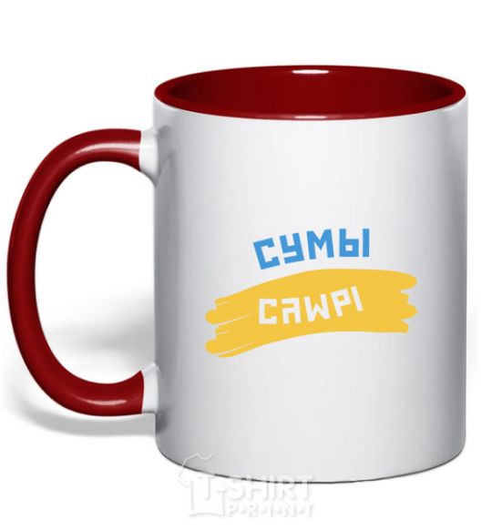 Mug with a colored handle Sumy flag red фото