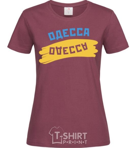 Women's T-shirt Odessa flag burgundy фото