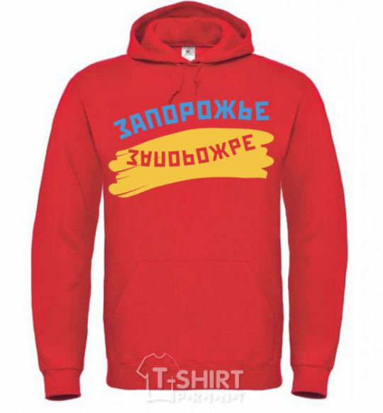 Men`s hoodie Zaporozhye flag bright-red фото