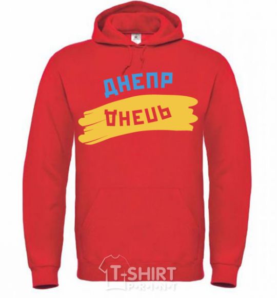 Men`s hoodie Dnipro flag bright-red фото