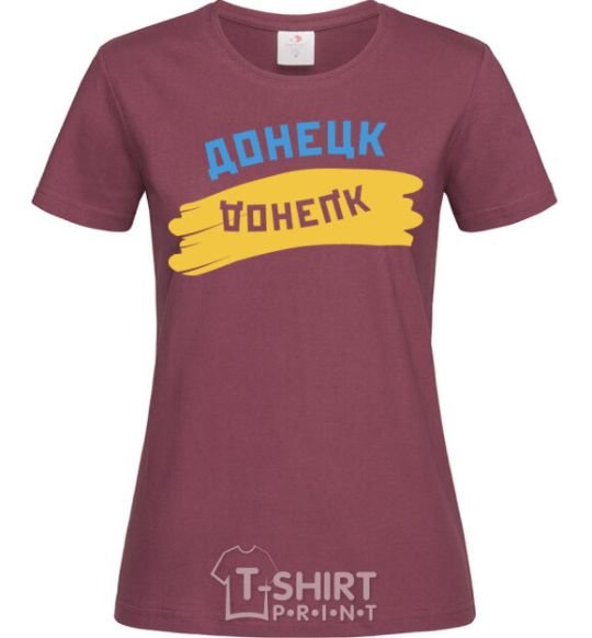 Women's T-shirt Donetsk flag burgundy фото
