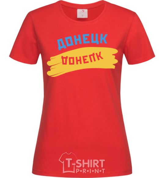 Женская футболка Донецк флаг Красный фото