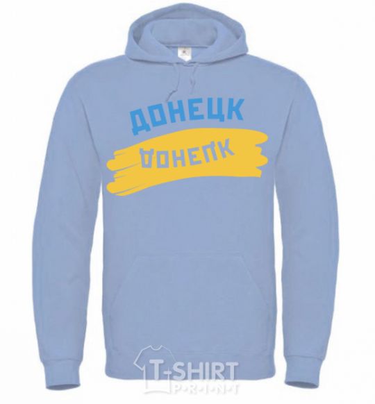 Men`s hoodie Donetsk flag sky-blue фото