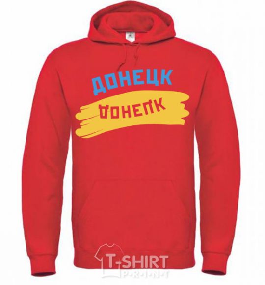 Men`s hoodie Donetsk flag bright-red фото