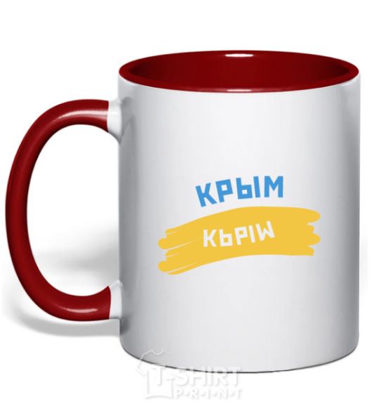 Mug with a colored handle Crimean flag red фото