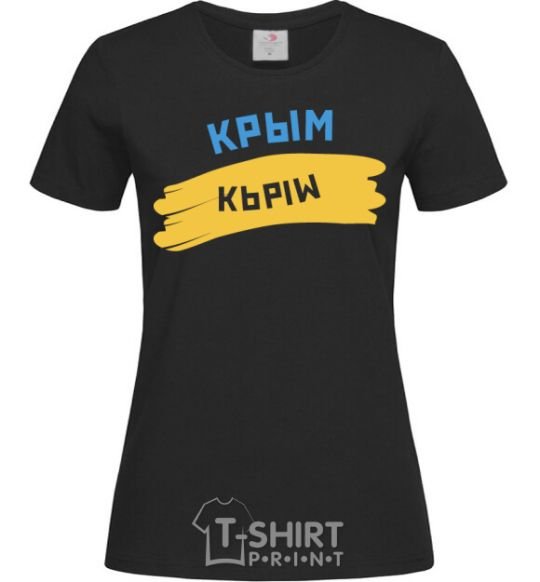 Women's T-shirt Crimean flag black фото