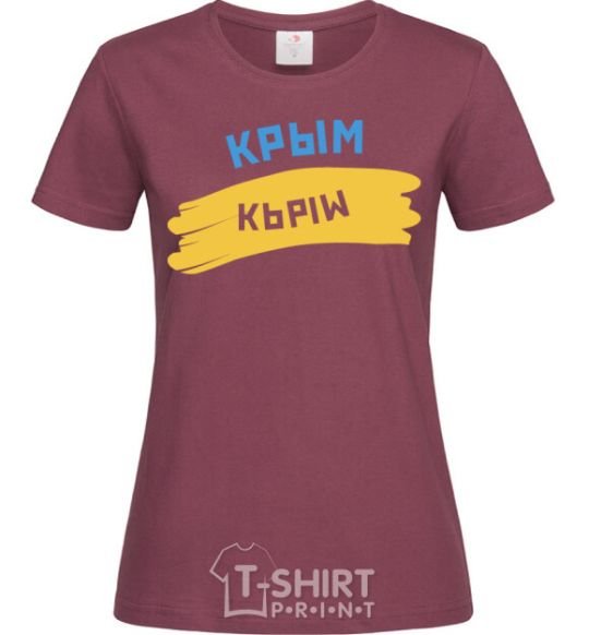 Women's T-shirt Crimean flag burgundy фото