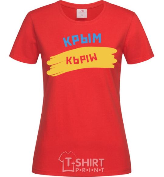 Women's T-shirt Crimean flag red фото