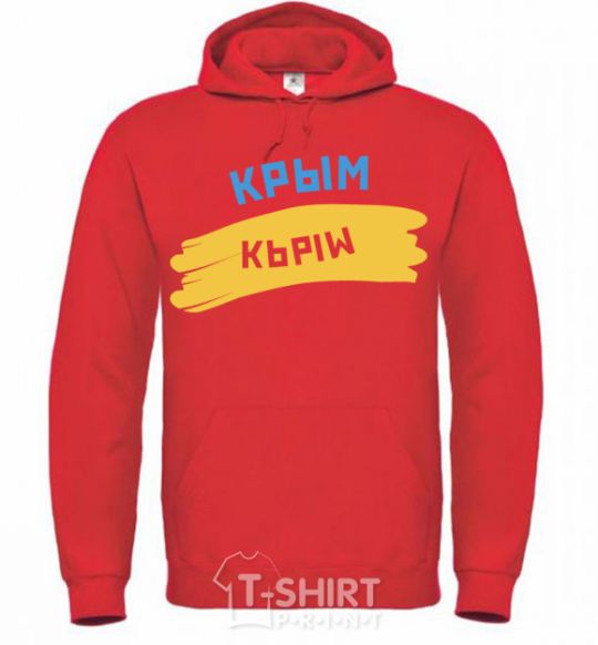 Men`s hoodie Crimean flag bright-red фото