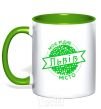 Mug with a colored handle My hometown of Lviv kelly-green фото