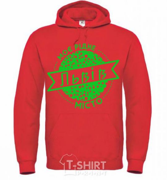 Men`s hoodie My hometown of Lviv bright-red фото