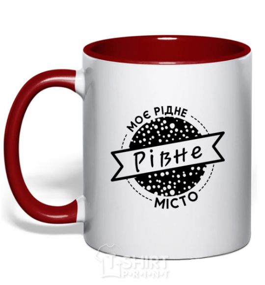 Mug with a colored handle My hometown of Rivne red фото