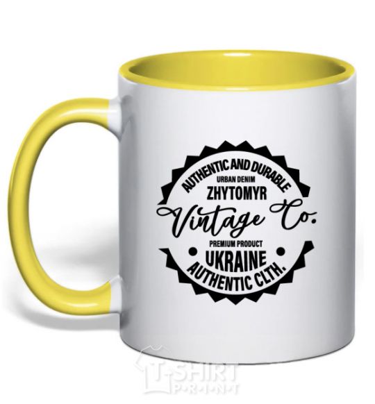 Mug with a colored handle Zhytomyr Vintage Co yellow фото