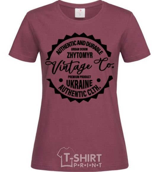 Women's T-shirt Zhytomyr Vintage Co burgundy фото