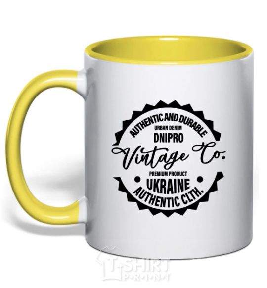 Mug with a colored handle Dnipro Vintage Co yellow фото