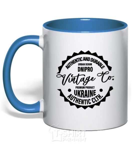 Mug with a colored handle Dnipro Vintage Co royal-blue фото