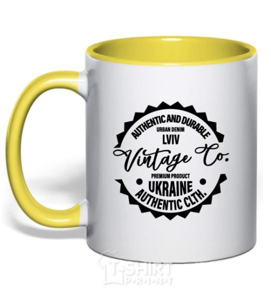 Mug with a colored handle Lviv Vintage Co yellow фото