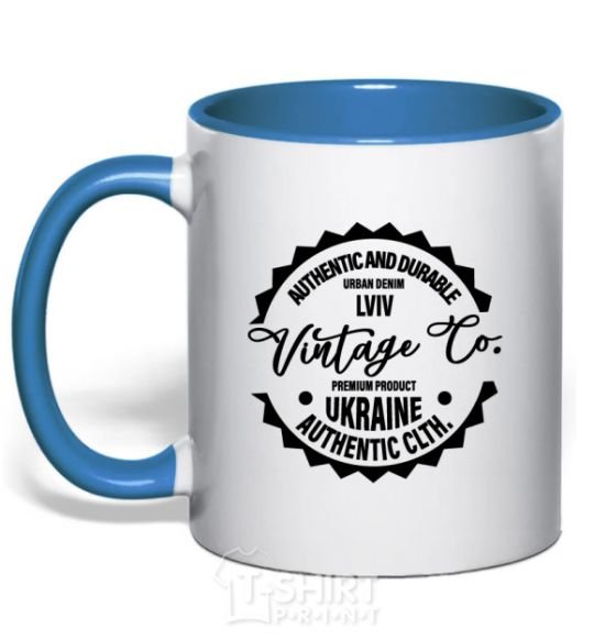 Mug with a colored handle Lviv Vintage Co royal-blue фото