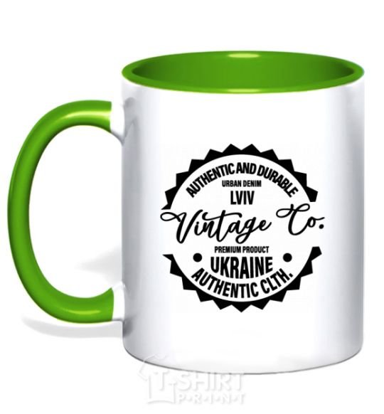 Mug with a colored handle Lviv Vintage Co kelly-green фото