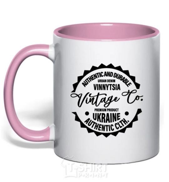 Mug with a colored handle Vinnytsia Vintage Co light-pink фото