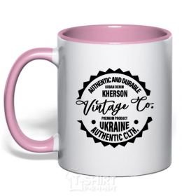 Mug with a colored handle Kherson Vintage Co light-pink фото