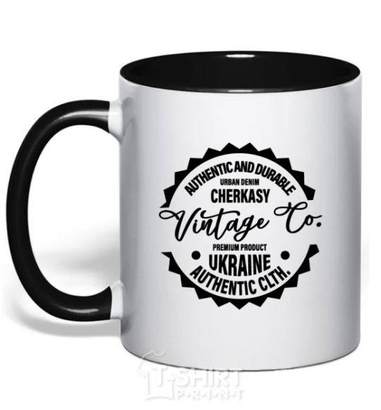 Mug with a colored handle Cherkasy Vintage Co black фото