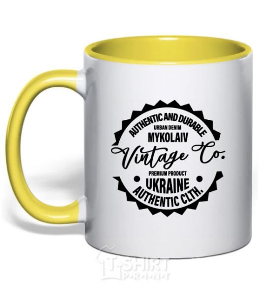 Mug with a colored handle Mykolaiv Vintage Co yellow фото