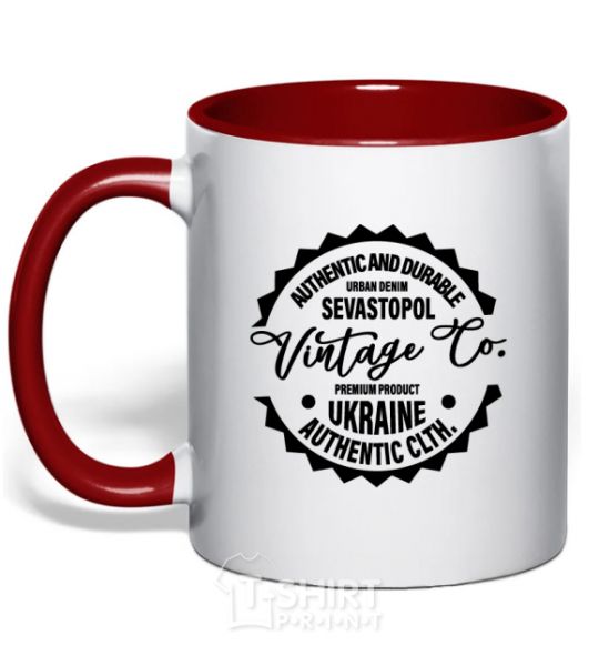 Mug with a colored handle Sevastopol Vintage Co red фото
