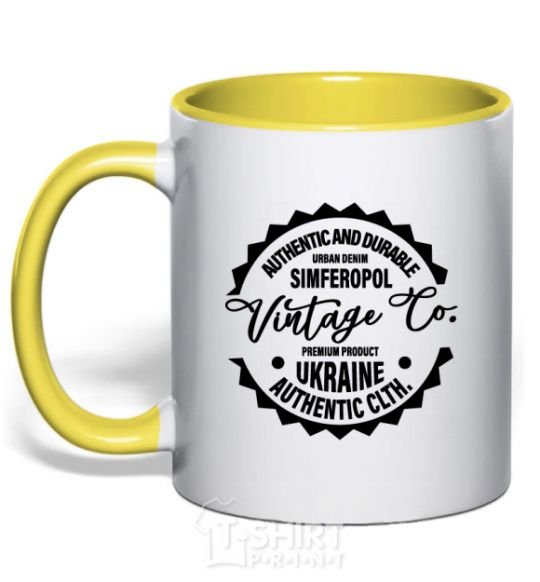 Mug with a colored handle Simferopol Vintage Co yellow фото