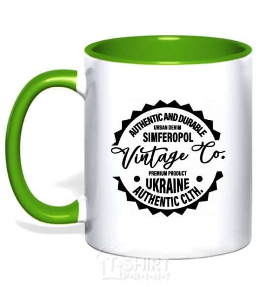 Mug with a colored handle Simferopol Vintage Co kelly-green фото