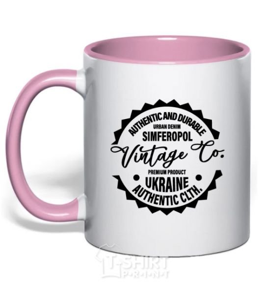 Mug with a colored handle Simferopol Vintage Co light-pink фото