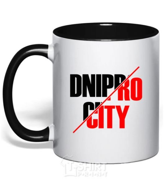 Mug with a colored handle Dnipro city black фото