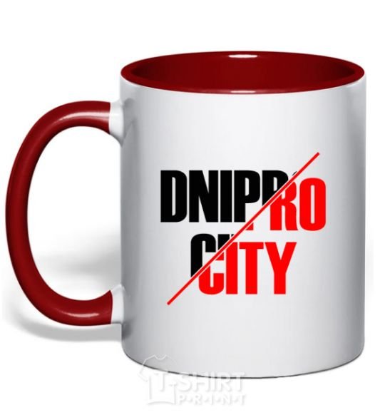 Mug with a colored handle Dnipro city red фото