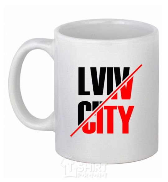 Ceramic mug Lviv city White фото