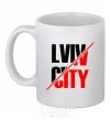 Ceramic mug Lviv city White фото