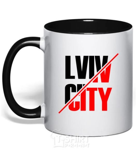 Mug with a colored handle Lviv city black фото