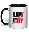 Mug with a colored handle Lviv city black фото