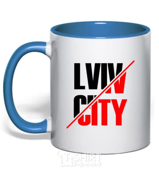 Mug with a colored handle Lviv city royal-blue фото