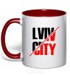 Mug with a colored handle Lviv city red фото