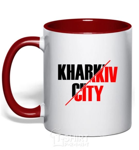Mug with a colored handle Kharkiv city red фото