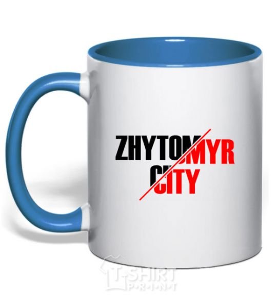 Чашка с цветной ручкой Zhytomyr city Ярко-синий фото