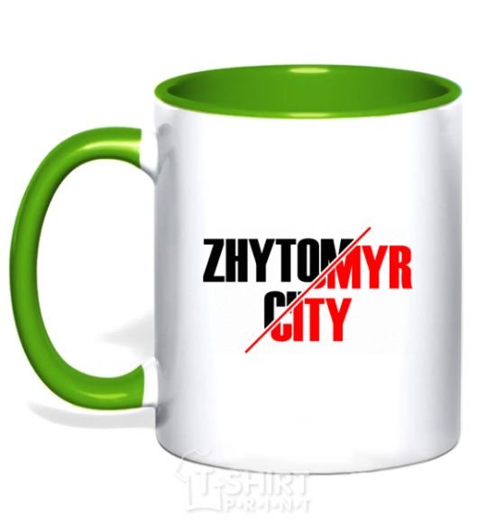 Чашка с цветной ручкой Zhytomyr city Зеленый фото
