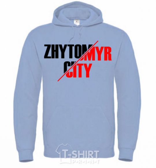 Men`s hoodie Zhytomyr city sky-blue фото