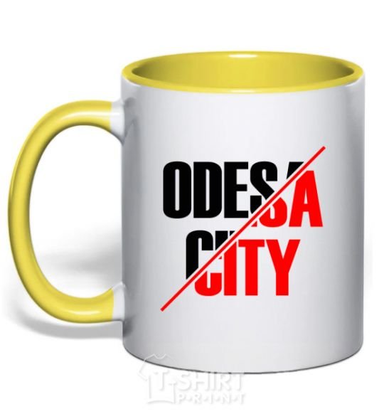 Mug with a colored handle Odesa city yellow фото