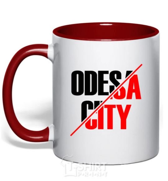 Mug with a colored handle Odesa city red фото