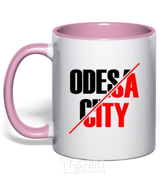 Mug with a colored handle Odesa city light-pink фото