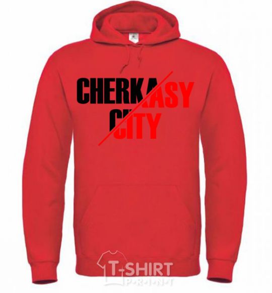 Men`s hoodie Cherkasy city bright-red фото