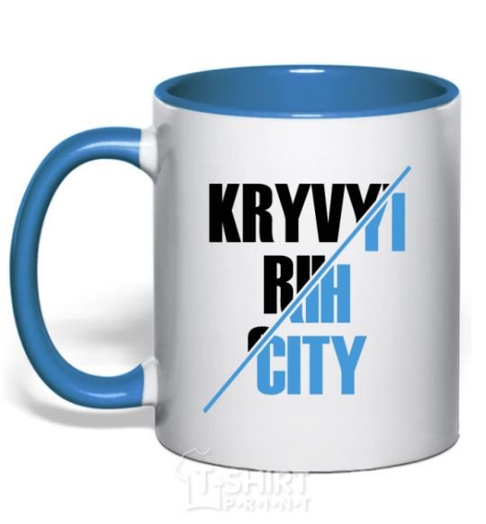 Mug with a colored handle Kryvyi Rih city royal-blue фото