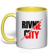 Mug with a colored handle Rivne city yellow фото